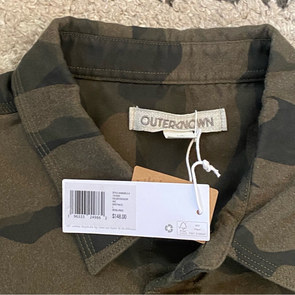 New Outerknown 100% organic cotton camo long sleeve button down shirt men size L